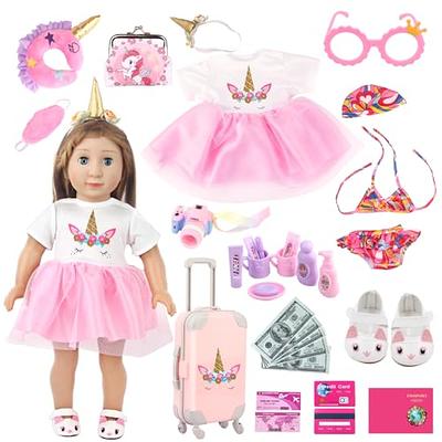 ZITA ELEMENT 2 Sets 18 Inch Girl Doll Christmas Clothes Outfits with Shoes  and Christmas Accessories - 18 Inch Christmas Doll Clothes Dress Boots Hat