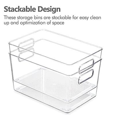 Refrigerator Organizer Bins with Lids, 8 Pack Plastic Freezer