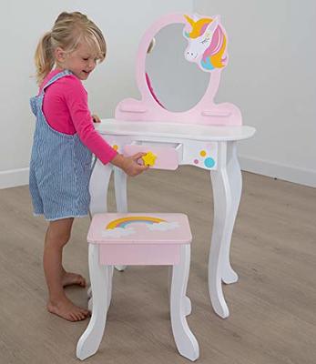 Fat Brain Toys Unicorn Magic Vanity with Mirror and Stool