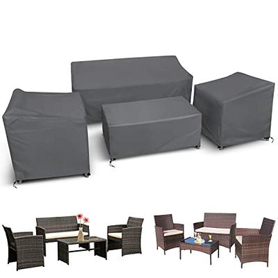 4pcs/set Patio Furniture Covers, Outdoor Veranda Patio Garden Furniture  Covers Set Waterproof Upgraded 420D Heavy Duty Oxford Fabric Rattan  Furniture