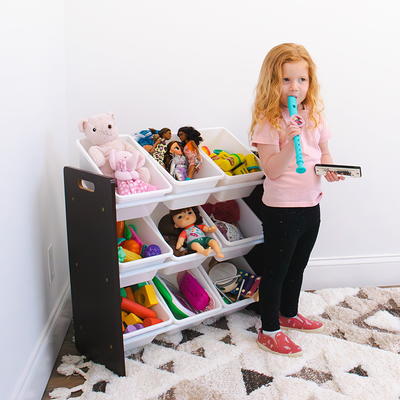 Extra Large Kids' Toy Storage Organizer with 20 Storage Bins Espresso/White  - Humble Crew