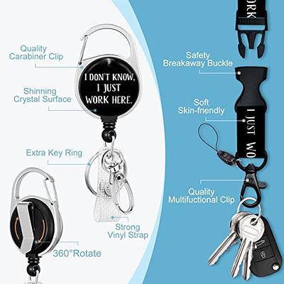 Badge Holder, Retractable Badge Reel with Carabiner Belt Clip and Key Ring,  Name Tag Work Badge Clip Vertical ID Card Holder Cover Case for Name Card