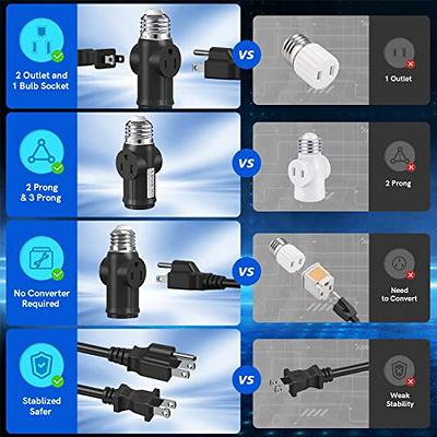 JACKYLED Remote Control 3 in 1 Light Socket Splitter E26 E27 Adapter C