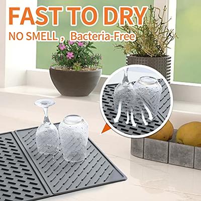 Dish Drying Mat for Kitchen Counter, Abosrbent Draining Mat, Non-slip  Rubber Backed, Hide Stain Anti Absorbent for Kitchen Counter, Drying Mat  for