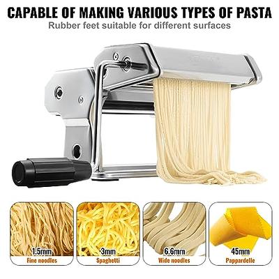 VEVOR Electric Pasta Maker Machine, 9 Adjustable Thickness Settings Noodles Maker, Stainless Steel Noodle Rollers and Cutter, Pasta Making Kitchen