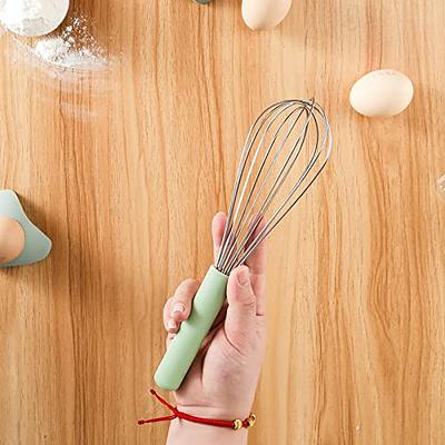 Silicone Wooden Handle Baking Egg Beater Manual Milk Beater