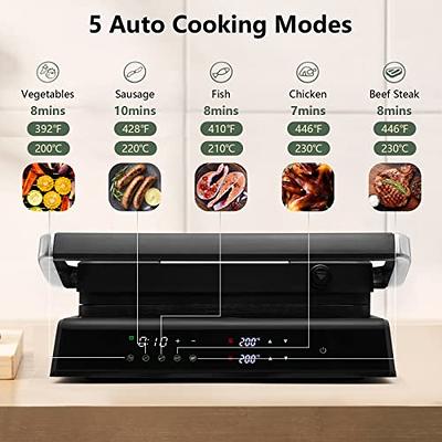 OVENTE Electric Indoor Grill with 13x10 Inch Non-Stick Cooking Surface,  1000W Fast Heat Up Power, Adjustable Temperature, Removable and Dishwasher