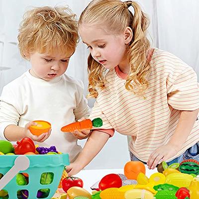 DIPALENT 43 PCs Wooden Cut Food Toys for Kids, Cutting Fruits and  Vegetables Set ,Wooden Play Food for Toddlers and Kids Ages 3+,Educational  Gift for