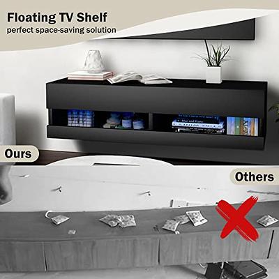 Pmnianhua Floating TV Console, 70'' Wall-Mounted Media Console TV Cabinet  Floating TV Stand Entertainment Shelf with Door and Storage (Grayish-White)