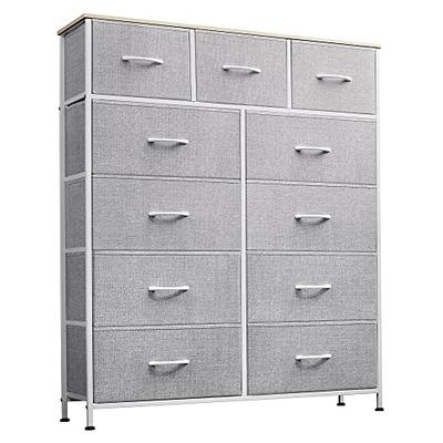 HOMCOM 7-Drawer Dresser, Fabric Chest of Drawers, 3-Tier Storage Organizer  for Bedroom Entryway, Tower Unit with Steel Frame Wooden Top, Light gray