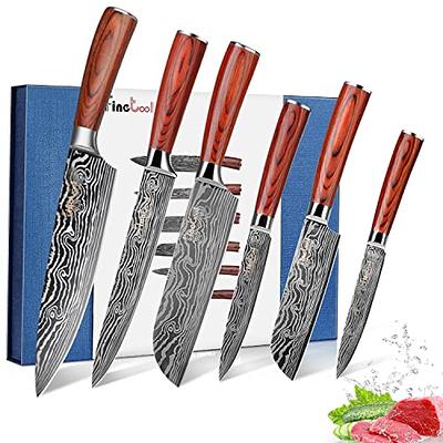 Kitchen Knife Set 8 Pieces High Carbon Stainless Steel Knife Set With Solid  Wood