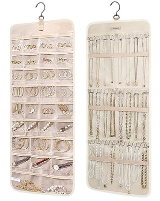 BAGSMART Hanging Jewelry Organizer Storage Roll with Hanger Metal Hooks  Double-Sided Jewelry Holder for Earrings, Necklaces, Rings on Closet, Wall,  Door, 1 piece, Large, Beige - Yahoo Shopping