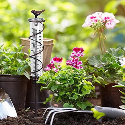 Venniy Rain Gauge Outdoor,7 Glass Rain Gauge with Metal Stake, Decorative  Bird Rain Gauge for Yard Garden Lawn Decor