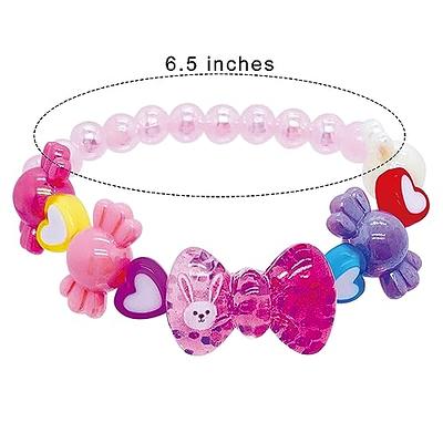 SAYLITA 12 Pieces Girls Bracelets Princess Bracelets,Rainbow Stretchy Bead  Bracelets Pink Love Bracelet,Girls Costume Jewelry Set for Kids Girls  Christmas Birthday Gifts 