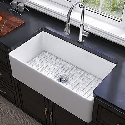 Ruvati Terraza 33 Stainless Steel Apron-front Farmhouse Sink, 60/40 D