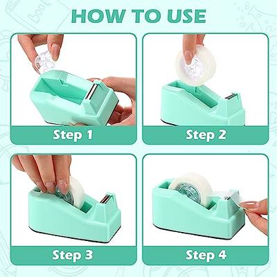 Maitys 10 Pcs Desktop Tape Dispenser with Nonskid Base Cute Tape Dispenser  Invisible Tape Roll Dispenser One Hand Operation Tape Holder for Gift  Wrapping School Home Office, Tape Not Included (Green) 