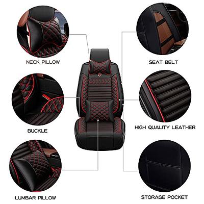 Leather Car Front Seat Cover With Neck Pillow And Lumbar Pillow