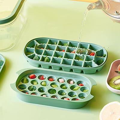 Mini Ice Cube Trays for Freezer Small Ice Cube Trays Easy Release with  Container Ice Mold