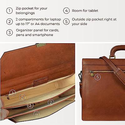  Time Resistance Leather Briefcase for Men Handmade