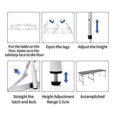 HYMnature Folding Camping Table with Storage Compartment Aluminum  Lightweight Camp Kitchen Table Height Adjustable Indoor/Outdoor Table  Perfect for