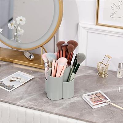 Yesesion Plastic Makeup Brush Holder for Desk, Round Cosmetics Brushes  Organizer with 4 Compartment, Storage Cup for Lipsticks, Hair Accessories
