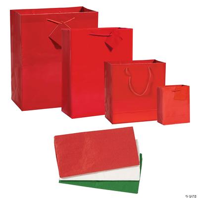 4 1/2 - 12 x 5 3/4 - 14 1/2 Red Gift Bags with Tag & Tissue