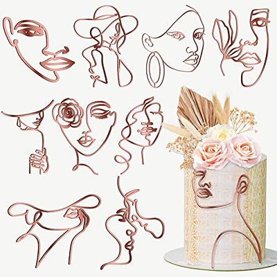 Marsui 10 Pcs Acrylic Minimalist Art Lady Face Cake Topper Girl