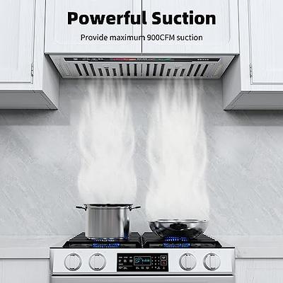 IKTCH 36 inch Under Cabinet Range Hood with 900-cfm, 4 Speed Gesture Sensing&Touch Control Panel, Stainless Steel Kitchen Vent W