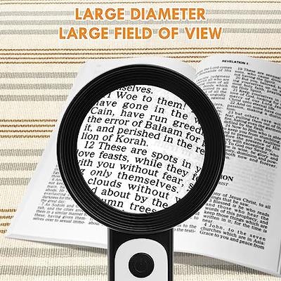 Magnifying Glass with Light, MOJINO 10x Lighted Large Handheld Reading Magnifier Glasses with 18 LED Lights for Macular Degeneration, Seniors & Kids