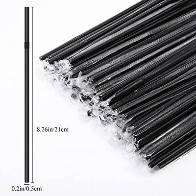 Plastic Straw Dispenser and 100 Pcs Drinking Straw Organizer Container with  Stainless Steel Lid Transparent Drinking Straw Holder Striped Plastic