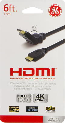 onn. HDMI 2.0 4K Cable 6ft, White 