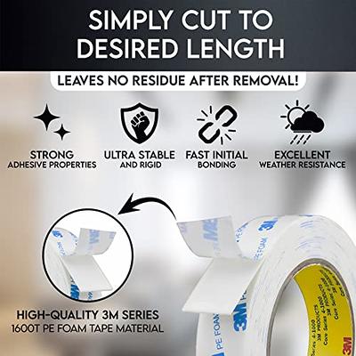 3M Double Sided Tape, 2 Rolls (20FT X 0.94IN) Removable PE Foam