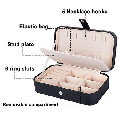 Jewelry Box Portable Leather Jewelry Organizer Box Display Travel Jewelry  Case Boxes Button Leather Storage Zipper Jewelers