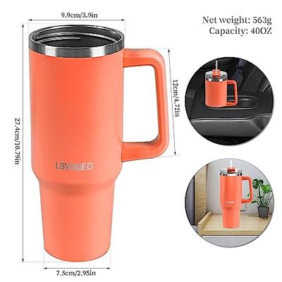 40 oz Tumbler with Handle and Straw Lid for Water,Double Wall Vacuum Sealed Stainless Steel Insulated Tumblers Mug Orange