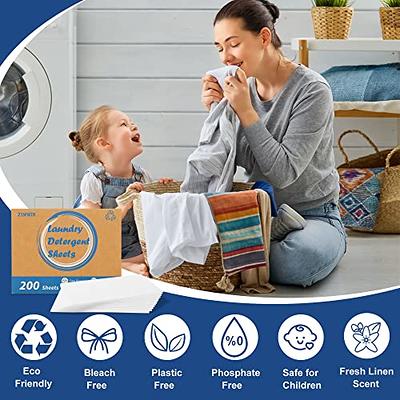 Binbata Laundry Detergent Sheets, 200 Loads Hypoallergenic Eco-Friendly,  Unscent