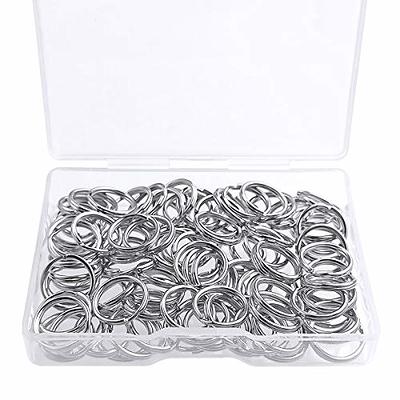 Split Key Ring with Chain and Open Jump Ring 1 Inch Key Chain Nickel Plated  Silver 120pcs Bulk for Crafts 