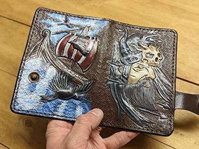 Custom Hand Tooled and Painted Genuine Leather Wallet- Personalized