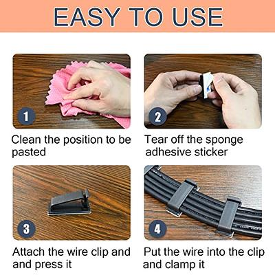 50pcs Adhesive Cable Wire Clips Black 60pcs, Outdoor Cable Management Wire  Organizer Cord Holder For Under Desk, Car, Wall, TV PC Ethernet Cable