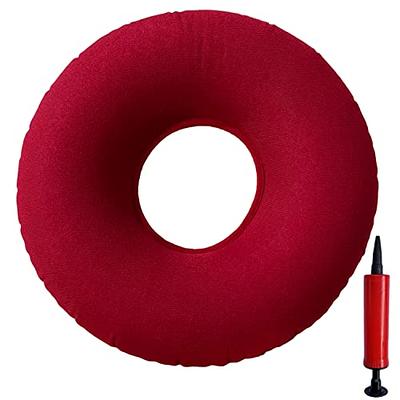 Inflatable Donut Cushion Pillow / Doughnut Pillow With Pump & Travel Bag -  Lumbar Support For Hemorrhoids, Pregnancy, Tailbone Pain, Use In The Home