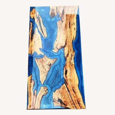 Ocean Waves Epoxy Resin Top Table Acacia Wooden Handmade Furniture