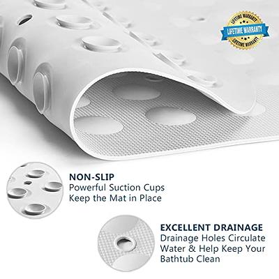 OLANLY Shower Mat Non Slip, 27.5x15.5 Bathtub Mats, Machine Washable Bath  Mat for Tub with Drain Holes and Suction Cups to Keep Floor Clean, Soft on