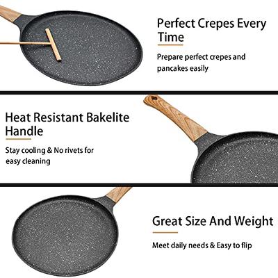 Non Stick Skillet Pan, 11 Inch Nonstick Crepe Pan Dosa Pan, Die-cast  Auluminium Pancake Griddle Pan, PFOA Free Cooking Pan for Tortillas,  Pancakes, Omelette, Egg Pan (With Food Clip) - Yahoo Shopping