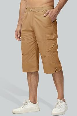 Men's 34 Capri Pants Below Knee Cargo Shorts Camping Shorts Long Shorts Men  Work Shorts with 7 Pockets