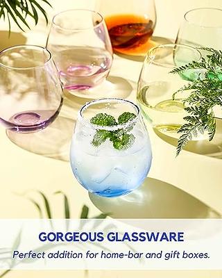 ColoVie 15 oz Stemless Wine Glasses Set of 6, Large Colored Wine Glasses,  Short Wine Glass Set for Red Wine, White Wine, No Stem Margarita Glasses -  Yahoo Shopping