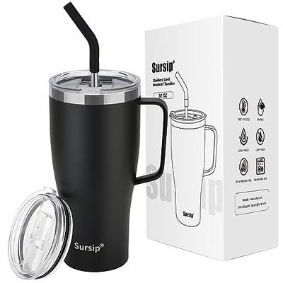 Stainless Steel Insulated Coffee Mug for Hot & Cold Drinks, 12 oz Silver - Coffee Cup with Lid and Handle - Coffee Travel Mug - 100% Leak-Proof