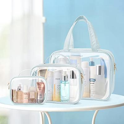 PACKISM Clear Makeup Bags - TSA Approved Toiletry Bag with Handle Large  Opening, Clear Toiletry Bags for Traveling Travel Essentials, Clear Travel