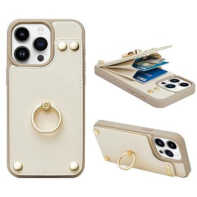 LAMEEKU Compatible with iPhone 11 Wallet Case 6.1'', Leather Case with Card  Holder, [360°Rotation Ring Kickstand], RFID Blocking Snap Button