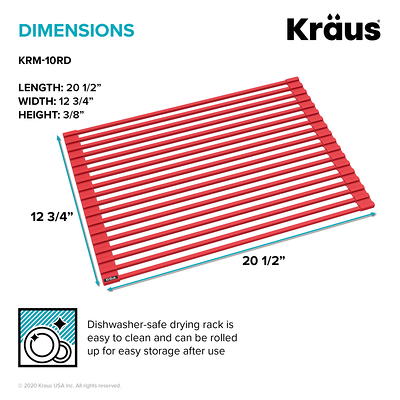 Kraus KRM-10YL Multipurpose Over-Sink Roll-Up Dish Drying Rack, Yellow