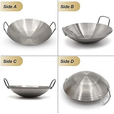 1PC stainless steel wok 10 inch Stainless Steel Wok Round Bottom Wok Large  Fry