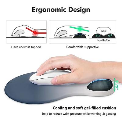 hueilm Ergonomic Mouse Pad Wrist Support,Pain Relief Mouse Pads with Wrist  Rest,Entire Memory Foam Mouse Pad with Non-Slip PU Base,Comfortable